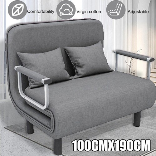 Grey double fabric sofa bed - sofa,