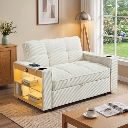 Seater sofa bed beige in - 2,