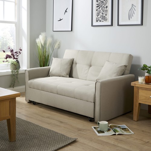 Beige fabric sofa bed double - beige,