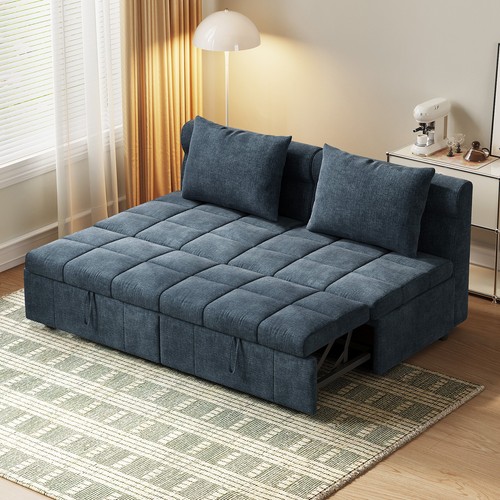 Blue fabric seater sofa - sofa, bed