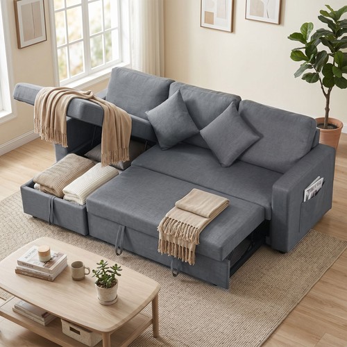 Homcom corner sofa bed with - homcom,