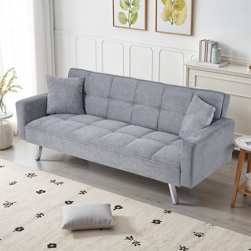 Grey fabric sofa bed - sofa, seater