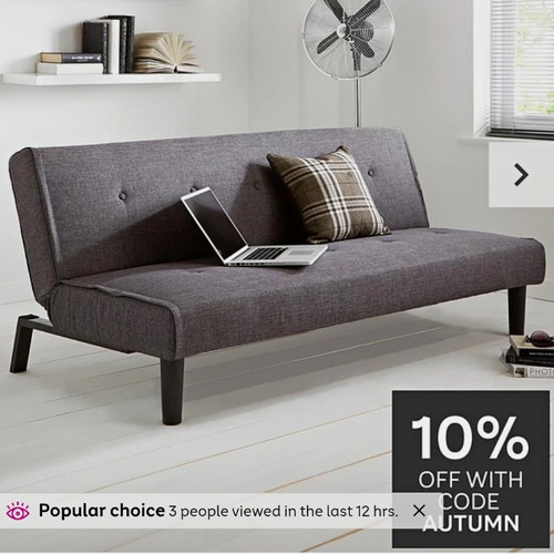 Grey fabric convertible sofa - fabric,
