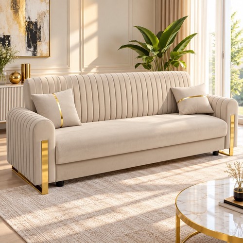 Seater plush velvet sofa bed - plush,