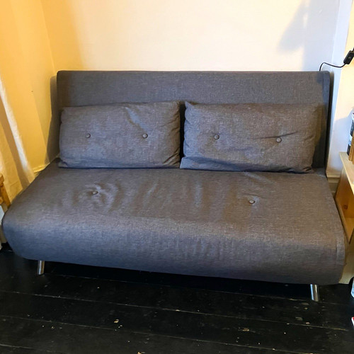 Grey fabric sofa bed - sofa, cm