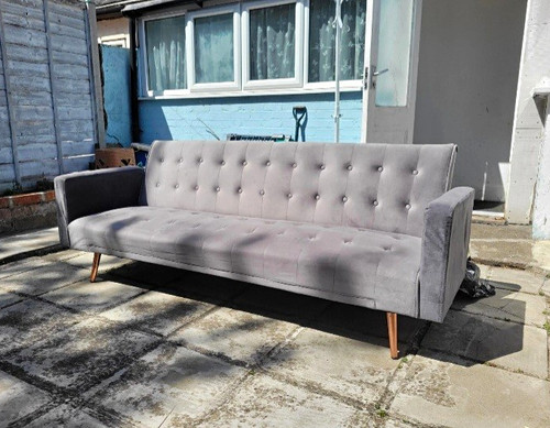 Grey fabric tufted convertible - grey,