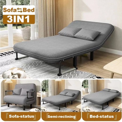 Double fabric sofa - fabric, bed