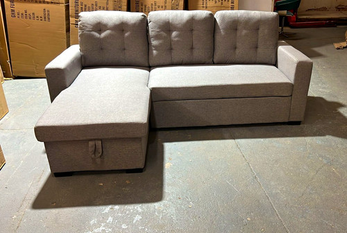 Grey woven fabric - sleeper, sofa
