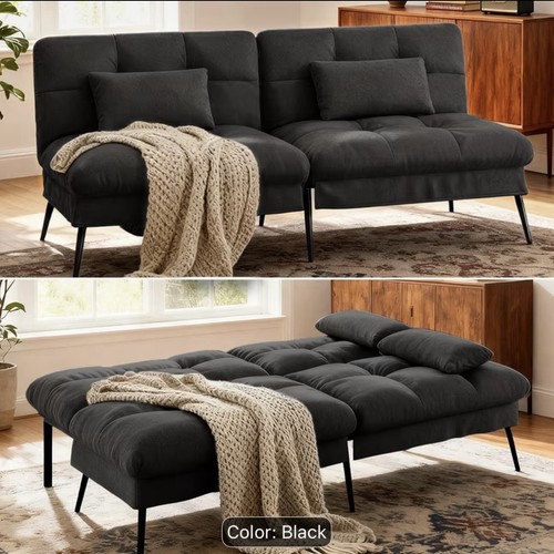 Black fabric sofa - black,